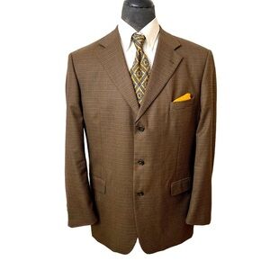 BILL BLASS 100% WOOL BLAZER HOUNDSTOOTH. SIZE 46L THREE BUTTON CLOSER VE…